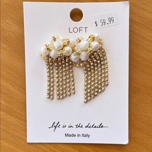 LOFT Gold & White Pearl Cascade Earrings